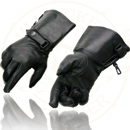 Milwaukee Guantelete de piel para motocicleta, guantes de mano para hombre, piel negro, cierre a presión, forro térmico-SH264, talla XXL