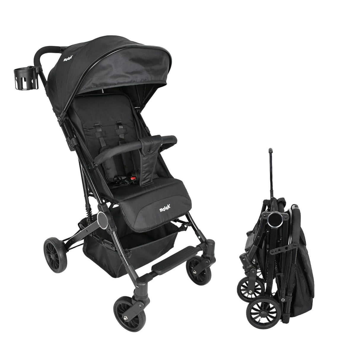 Motek Carriola Ligera de Viaje Kiara, Plegado a una Mano, Gris - Negro