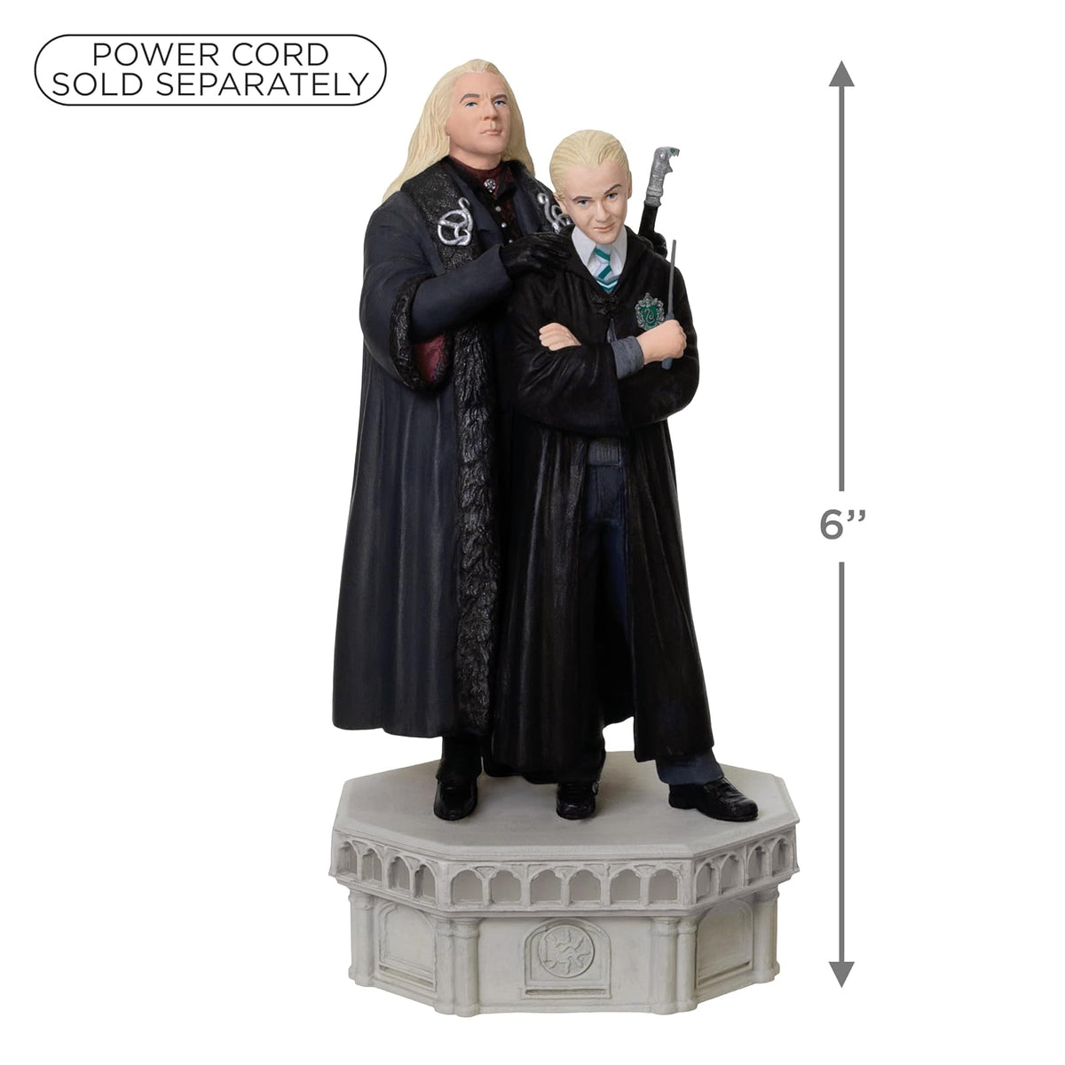 Hallmark - Adorno navideño de Recuerdo 2025, Harry Potter y la colección de la Cámara de los Secretos Lucius y Draco Malfoy con luz y Sonido, Regalos para los Fans de Harry Potter