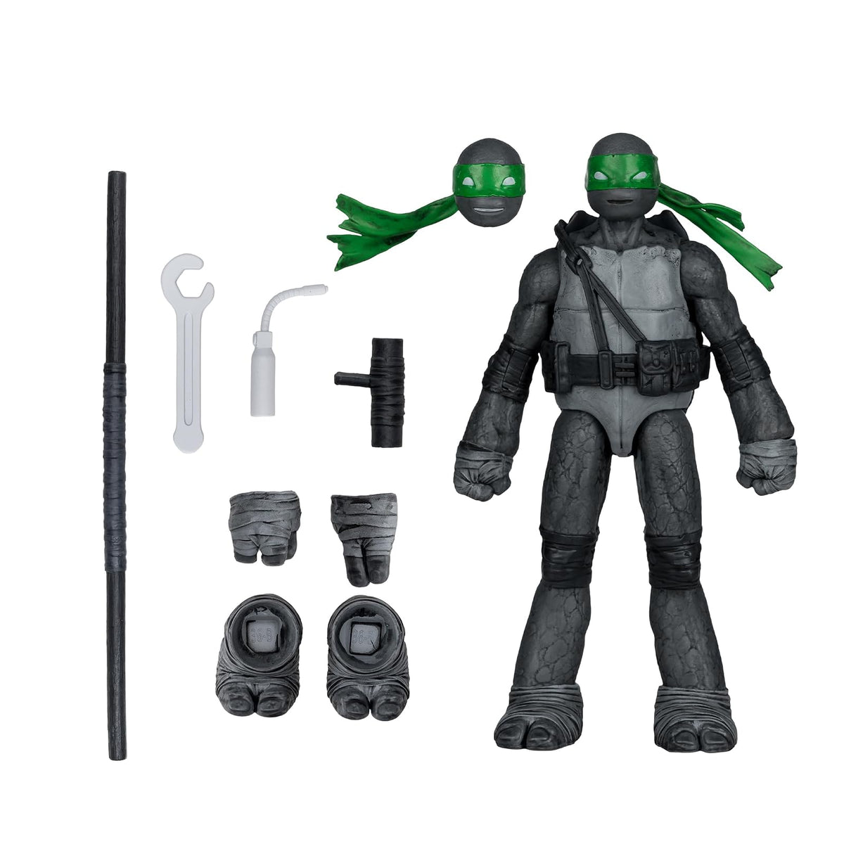 Mcfarlane Figure with Comic: TMNT Tortugas Ninja - Donatello Black White & Green Variant 5 Pulgadas