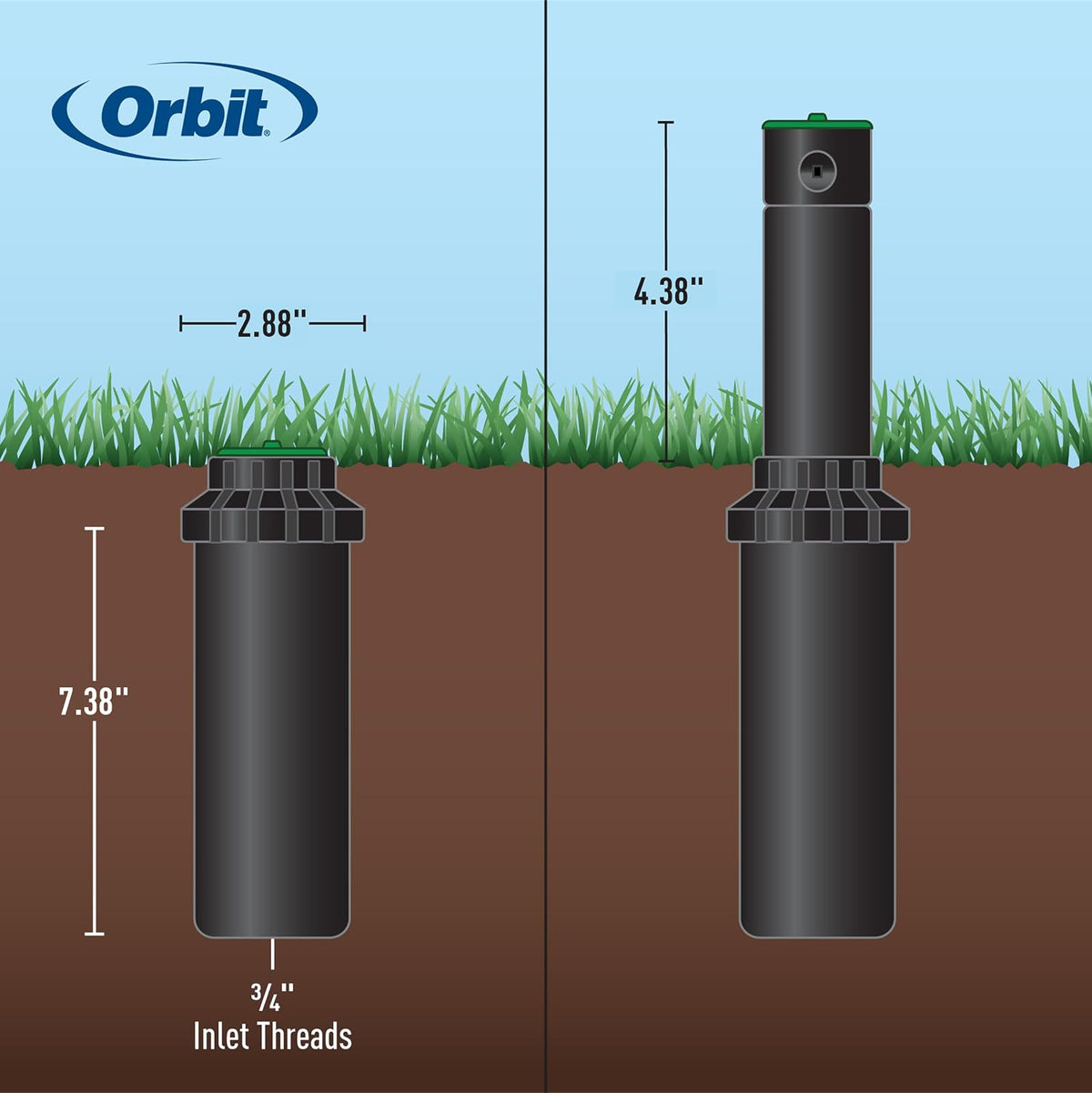 Orbit Watermaster 55461 Voyager - Cabezal de aspersor Ajustable de 4 Pulgadas, Paquete de 2