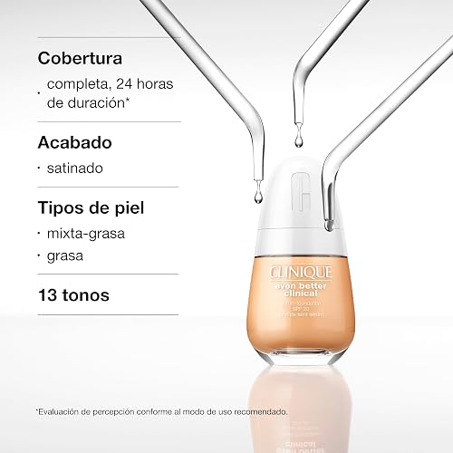Clinique Base de Maquillaje Líquida Even Better Clinical™ SPF 20 - Cobertura Total 24H - Acabado Mate