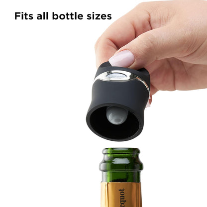 Metrokane Champagne and Wine Sealer, Velvet Black