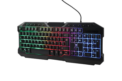 Gaming NACEB Teclado Gamer Retroiluminado NA-0912, Teclas Multimedia, Teclado de Membrana USB con Iluminación LED, Idioma Español