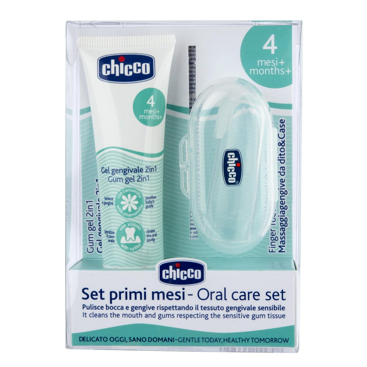 chicco set de Cuidado Dental Primeros Meses con dedal y pasta dental para bebés, 1.0 Unidad