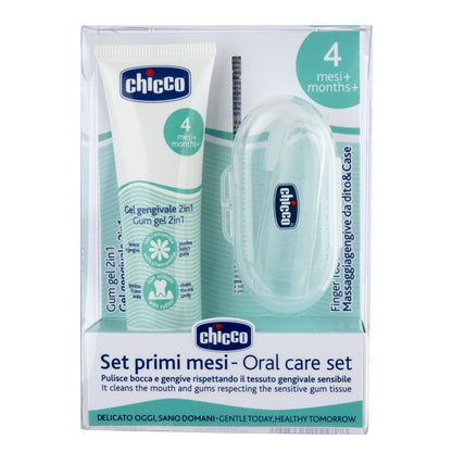 chicco set de Cuidado Dental Primeros Meses con dedal y pasta dental para bebés, 1.0 Unidad