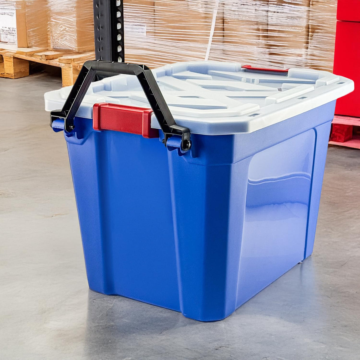 Caja de Almacenamiento con Ruedas 88 L de Plástico Color Azul