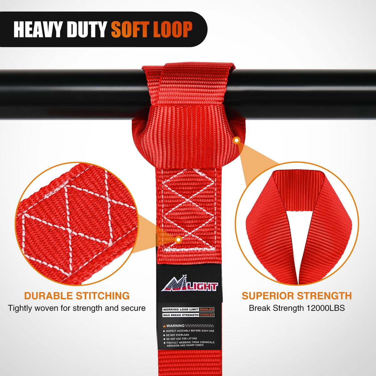 Nilight - Correas de Amarre para Motocicleta de 1.7 x 17 Pulgadas, Resistentes a la Rotura máxima de 12000 Libras, para asegurar la Carga de Movimiento de Kayak de UTV (8 Unidades), Color Rojo
