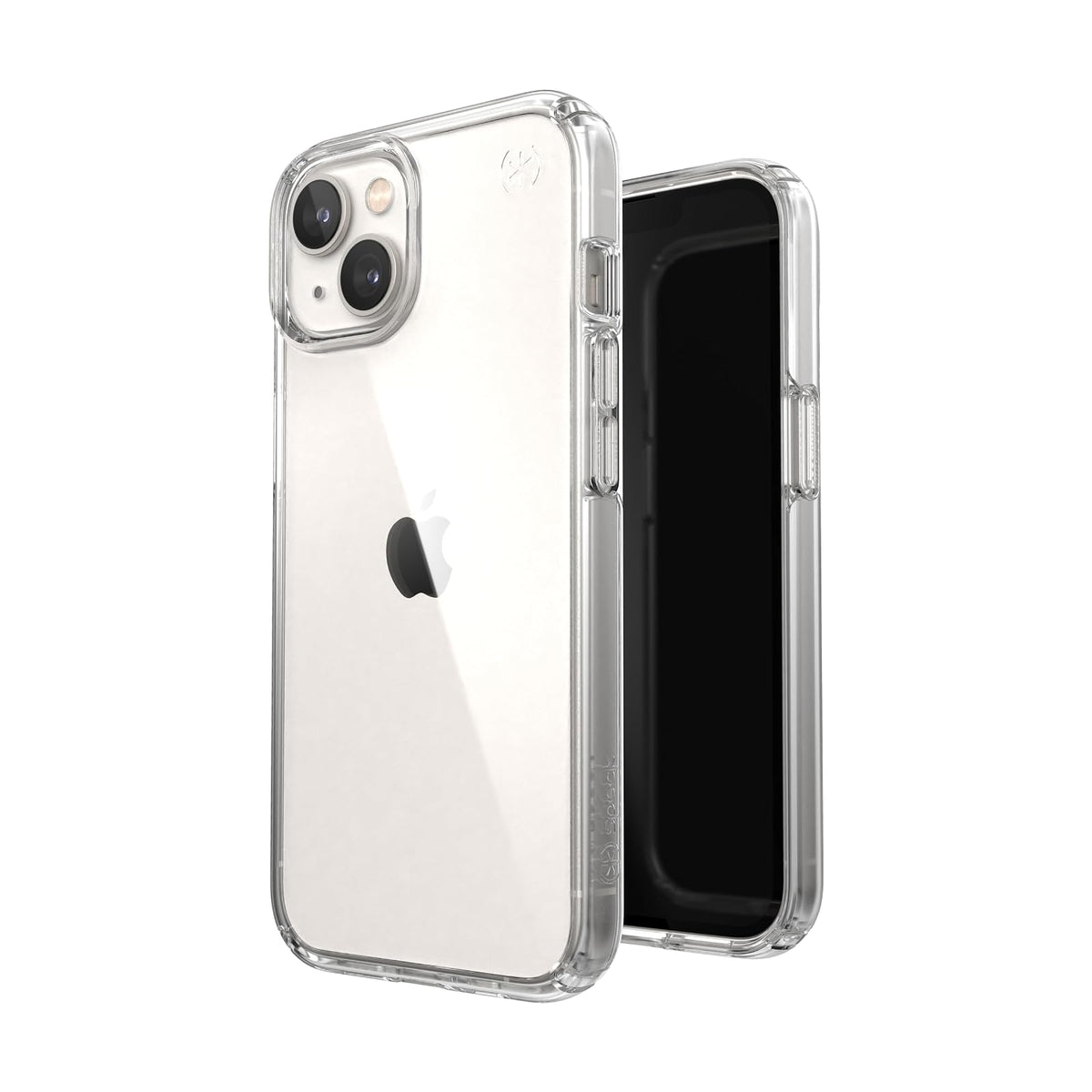 Speck Presidio Perfect Clear Funda Compatible con iPhone 14/13, Protección Caídas 4m, Bisel Elevado, Protección Antimicrobiana - Transparente