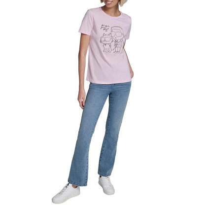 Karl Lagerfeld - Playera de Manga Corta con Cuello Redondo para Mujer