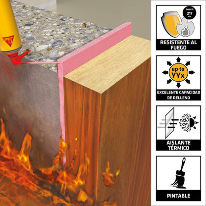 SIKA - Espuma expansiva - Sika Boom 400 Fire - Espuma expansiva de poliuretano profesional resistente al fuego - Temperatura entre –40 ° C y +90 ° C - Firestop hasta 4H - Clase EI 240 - Bote 750 ml