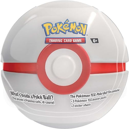 Pokémon TCG Q4 Poke Ball Latas | 7.62 cm x 2.54 cm x 0.1 cm, incluye 3 paquetes de refuerzo, 2 hojas de pegatinas