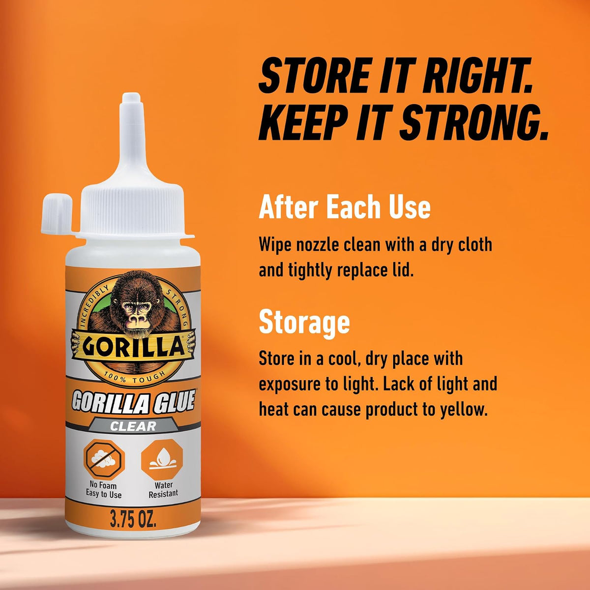 Gorilla - Pegamento transparente, botella de 3.1 onzas (paquete de 2) - Transparente, todo uso y resistente al agua