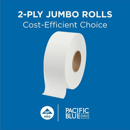 Pacific Blue Select - Papel higiénico jumbo Jr. de 9 pulgadas por GP PRO (Georgia-Pacific), 13728, 1000 pies lineales por rollo, 8 rollos por caja