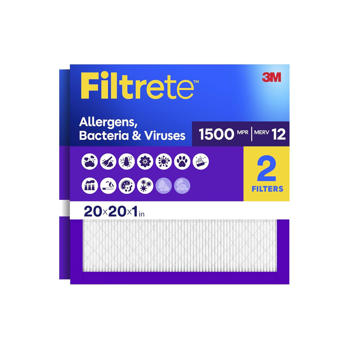 Filtrete Healthy Living filtro, 2 unidades, 20x20x1 - 20 x 20 x 1 - 2-Pack