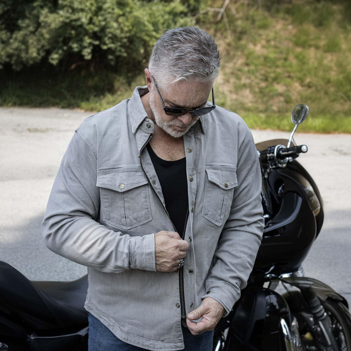 Milwaukee Performance - Camisa tipo motociclista de mezclilla con aramida, gris, extragrande, para hombre, gris, 4X