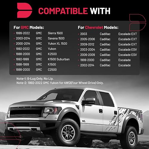 BDFHYK - Separadores de Rueda de 6 x 139,7 mm, sin Labio para GMC Sierra | Espaciadores de 6 x 5.5 y 6 lengüetas, pernos M14 x 1.5, orificio de cubeta de 108 mm, compatible con Yukon K1500 K2500 de