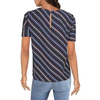 Anne Klein Short Sleeve Blouse with Keyhole Back Blusa Mujer