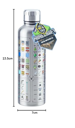 Paladone Minecraft Metal Water Bottle | Officially Licensed Gaming Merchandise
