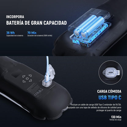 NEEWER Básico 30W Barra de Luz LED RGB Portátil 35.5"/90cm, Palo Foco Inflable TPU 5000 mAh Tipo C 45W Entrada/30W Salida 3000lux 17 Efectos 2700-6500K CRI95, para Grabar Estudio y Fotografia, GC30C