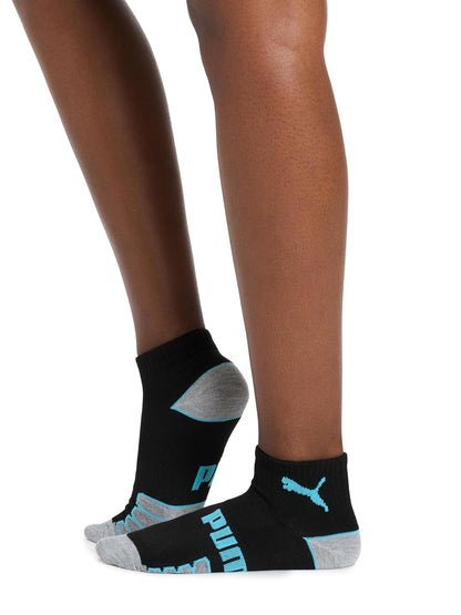Puma Women's Non-Terry Quarter Crew Sock 6-Pack, Black, 9-11