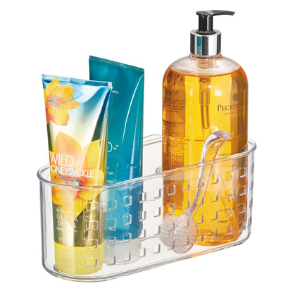 interDesign Basic Cesta para Ducha, Estante de baño de plástico con Ventosa para Colocar sin Taladro, Transparente