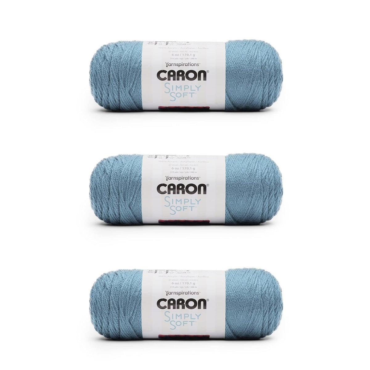 Caron Simply Soft Estambre Acrílico Suave, Calabaza, Paquete de 3 - Blue (neutral Snow Button)