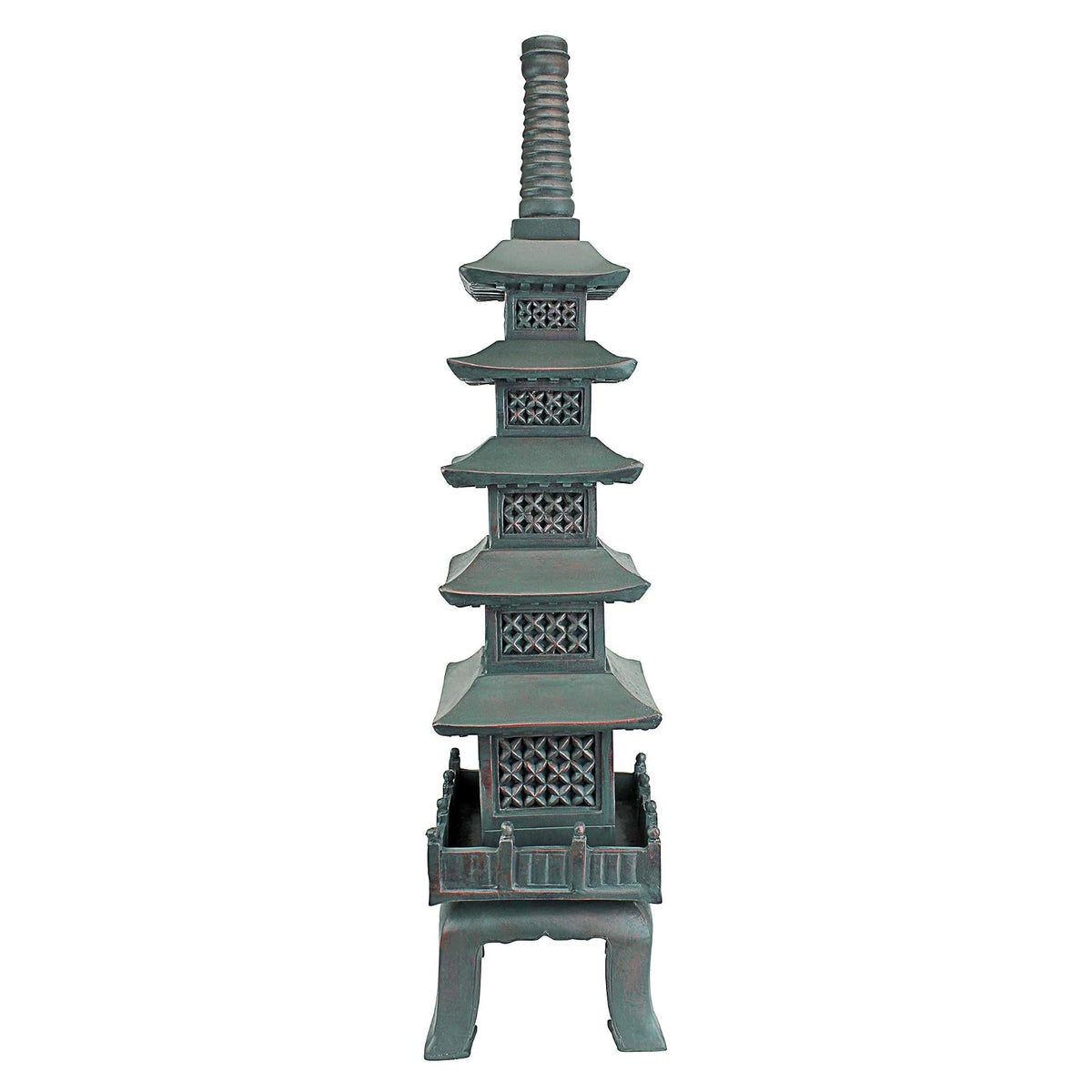 Design Toscano The Nara Temple Pagoda Asian Decor Garden Statue, Large 28 Inch, Polyresin, Verdigris Green Bronze