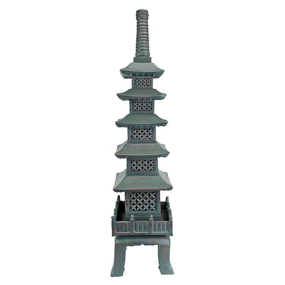 Design Toscano The Nara Temple Pagoda Asian Decor Garden Statue, Large 28 Inch, Polyresin, Verdigris Green Bronze