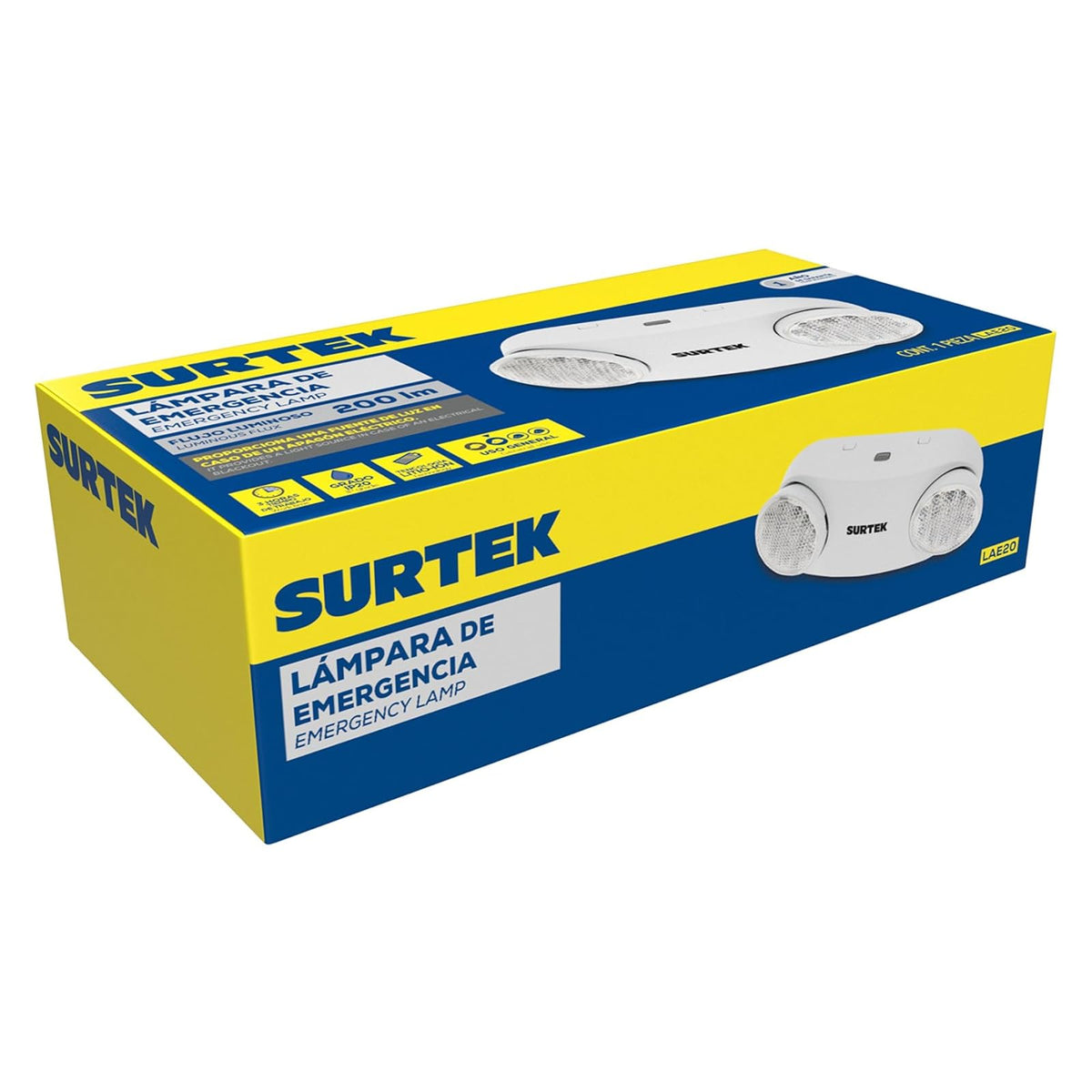 Surtek LAE20 Lámpara de LED comercial recargable, para emergencia 200 lm