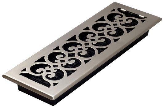Decor Grates - Plantilla de piso de 10,16 cm x 35,56 cm, 4x14 Inch, Acabado cepillo níquel (Brushed Nickel Finish)