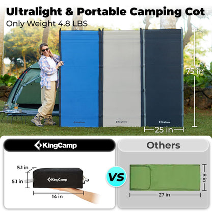 KingCamp - Cuna de Camping, Plegable, portátil, Resistente, Ultraligera, para Adultos, Tienda de campaña, Senderismo, mochilero, Viajes, Interior, Exterior, Interior, Interior, Interior, Campamento
