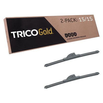 TRICO Gold Limpiaparabrisas de Repuesto Paquete de 2 Todo Clima - 15" + 15" Paquete de 2