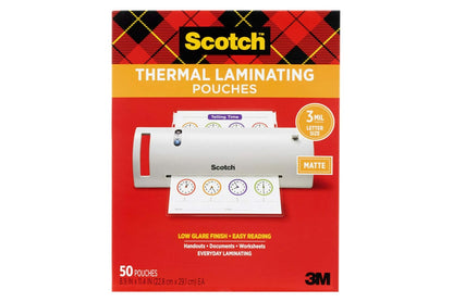 Scotch - Bolsas laminadoras térmicas mate, ultra transparentes con acabado mate, tamaño carta de 8.9 x 11.4 pulgadas, paquete de 50
