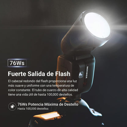 NEEWER Z2PRO-C 2,4G TTL Flash Speedlite de Cabeza Redonda Compatible con Canon, 76W 1/8000s HSS Luz para Fotografía de Cámara con Interfaz de Usuario Mejorada 2 Lámpara Modelado, TTL/M TCM Interruptor