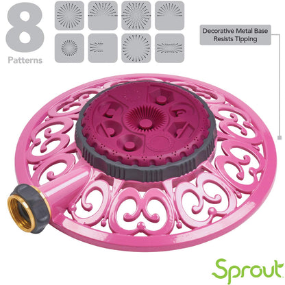 Sprout Melnor 65100-AMZ Aspersor de Metal de 8 Patrones y Adaptador de Producto QuickConnect Paquete de , Color Rojo Frambuesa
