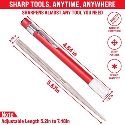 Fino Edge - Barra de afilar cuchillos dentada – Barra de afilar diamante retráctil – Barra de afilar cuchillos ultra portátil – Mini sacapuntas de bolsillo para pesca al aire última intervensión