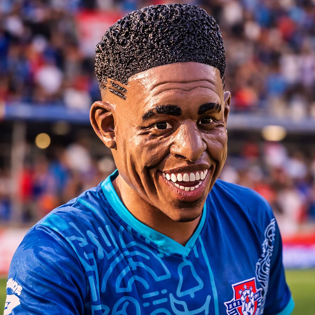 REV Máscara De Futbolista Estrella Brasileña Vinicius, Disfraz Vini Jr. Jugador Profesional Ideal Para Partidos De Futbol, Eventos Deportivos, Porras, Halloween Y Fiestas