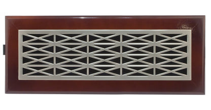 Accord GTCHSN412 Registro de piso con marco de cerezo con diseño de enrejado, 4 pulgadas x 12 pulgadas (medidas de apertura de conducto), níquel satinado, Tradicional, 4-inch x 12-inch, Níquel Satinado