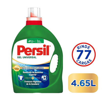 Persil - Detergente Gel Universal 4.65L Jabón Líquido para Ropa Acción Profunda (77 cargas), Remueve Manchas, Limpieza con Frescura Duradera, Tecnología Alemana