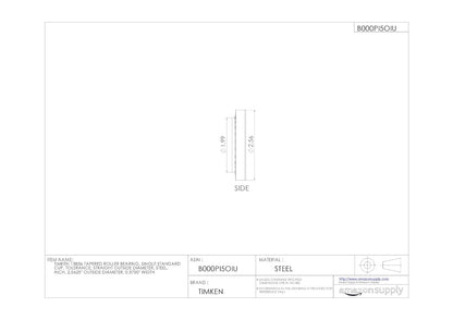 Timken 13836 Rodamiento de rodillos cónicos, taza única, tolerancia estándar, diámetro exterior recto, acero, pulgadas, diámetro exterior de 6,5 cm de diámetro exterior, 1 cm de ancho