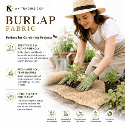 AK TRADING CO. 40 pulgadas de ancho x 10 yardas (30 pies) – Tela de arpillera natural multiusos – para decoración, manualidades, hogar, bodas, manteles, paisajismo, proyectos de jardín y mucho más