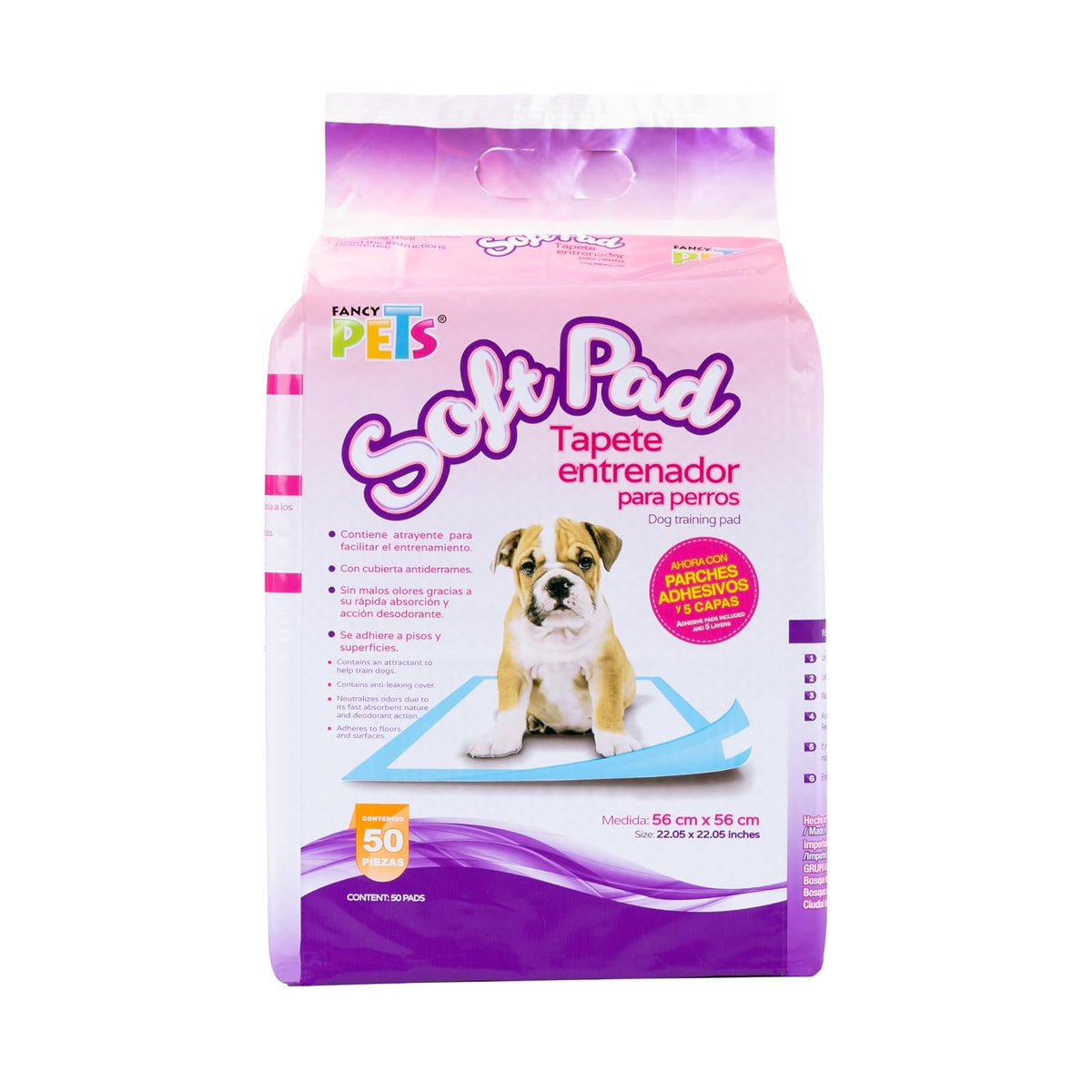 Fancy Pets Tapete Entrenador para Perros Soft Pad, 50 Pzas, Súper Absorbente, con Atrayente y Antiderrapante, Protección de Pisos y Entrenamiento