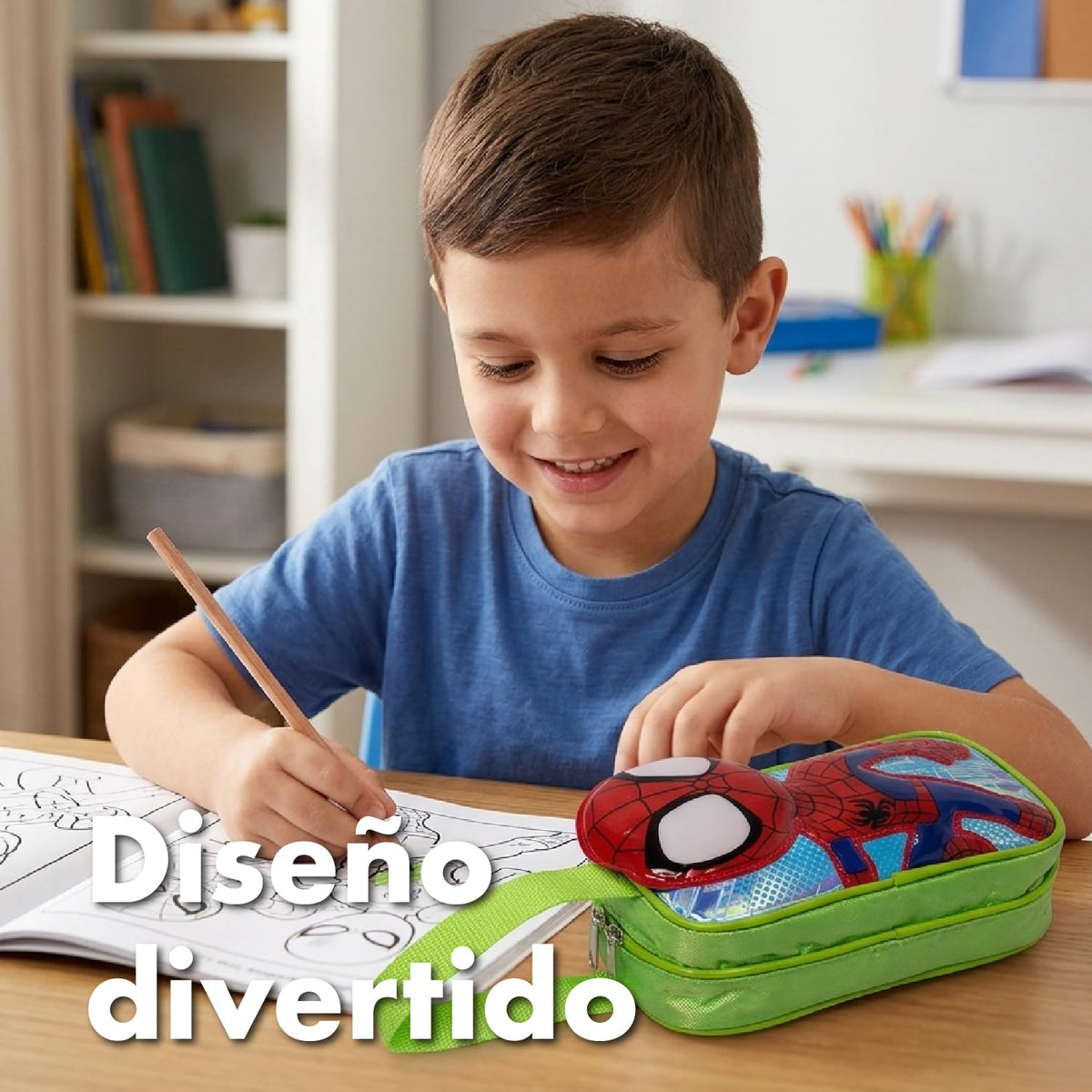 Ruz Lapicera Triple Infantil y Preescolar | Spidey y Sus Amigos | 100% Poliéster | Estuche de Poliéster para Niños con Compartimentos y Cremallera Resistente | Recomendado desde 3 años