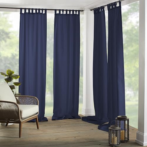 Elrene Home Fashions 026865643039 Panel de Cortina Sencillo con lengüeta sólida, para Interiores/Exteriores, Azul, 52" x 108", 1, 1