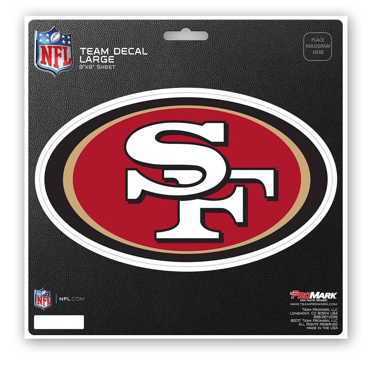 NFL San Francisco 49Ers - Calcomanía unisex de San Francisco 49Ers troquelada, color del equipo, 8 x 8 pulgadas - San Francisco 49ers - 8x8 - Rojo -