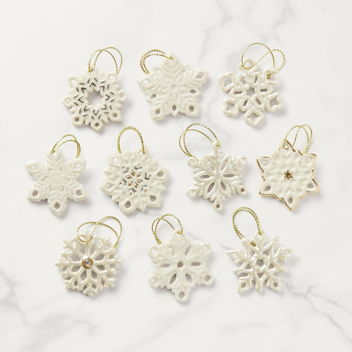 Lenox 890425 Juego de Adornos de Copo de Nieve de 10 Piezas, Navidad