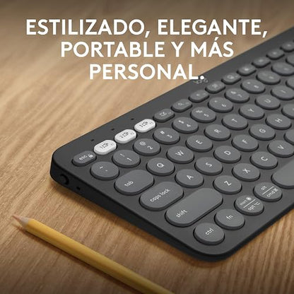 Logitech Pebble Keys 2 K380s, Teclado Bluetooth multidispositivo, accesos directos, estilizado y Portable, Easy-Switch, Windows, macOS, iPadOS, Android, ChromeOS - Grafito