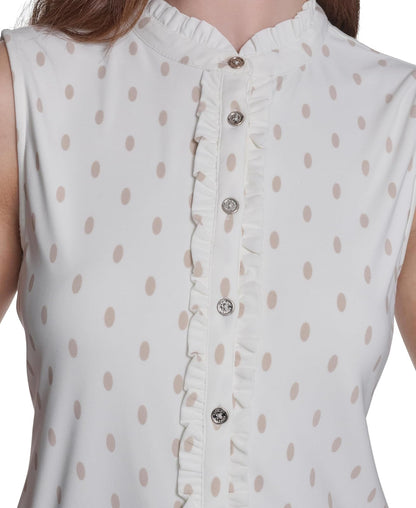 Tommy Hilfiger Parte Superior de Punto sin Mangas con botón Delantero con Cuello clásico Blusas para Mujer