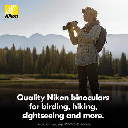 Nikon Action - Binocular de 8 x 42 | Óptica Revestimiento de Revestimiento múltiple, Brillante, Vista Amplia, Potencia 8X, caperuza Ajustable de Giro y Deslizamiento y diseño Porro-Prism